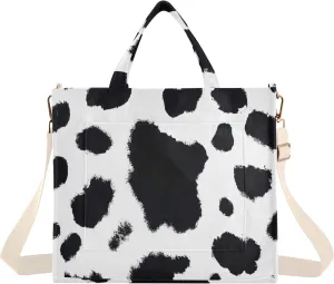 Cute Cow Pattern Corduroy Tote Bag for Women Hobo Crossbody Bag Purse Stylish Shoulder Handbag Messenger Bags, S