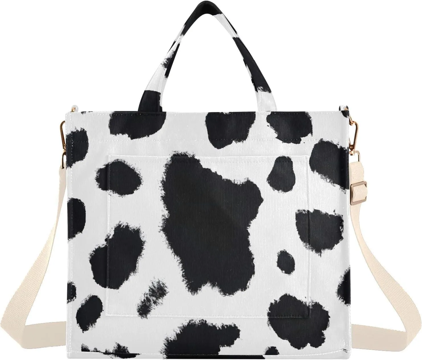 Cute Cow Pattern Corduroy Tote Bag for Women Hobo Crossbody Bag Purse Stylish Shoulder Handbag Messenger Bags, S