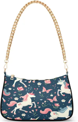 Cute Unicorns Floral Mini Bag, Crossbody Bags