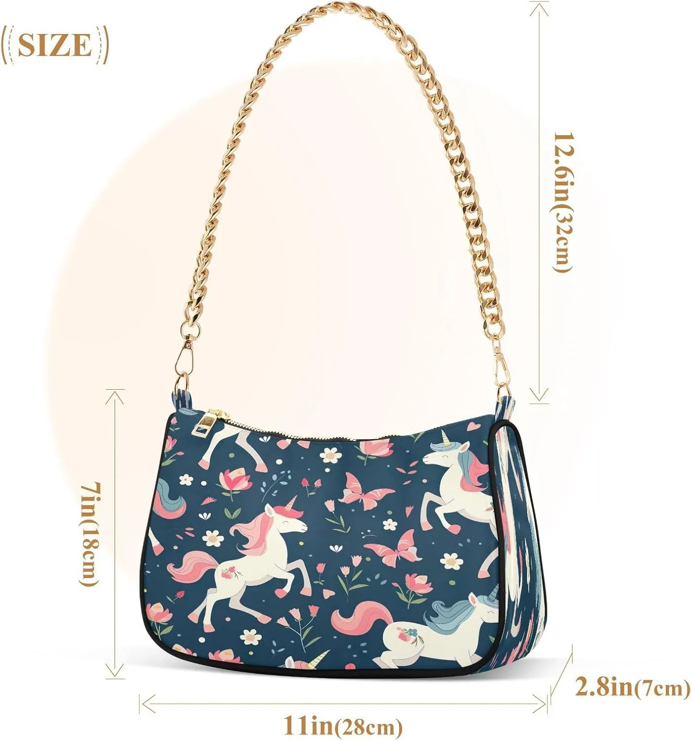 Cute Unicorns Floral Mini Bag, Crossbody Bags