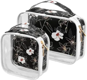 Dark-forest-pattern 2 Pieces Clear Makeup Cosmetic Bags for Traveling Vacation Organizing, Toiletry Bags for Women Men, PVC Waterproof Travel Organizer