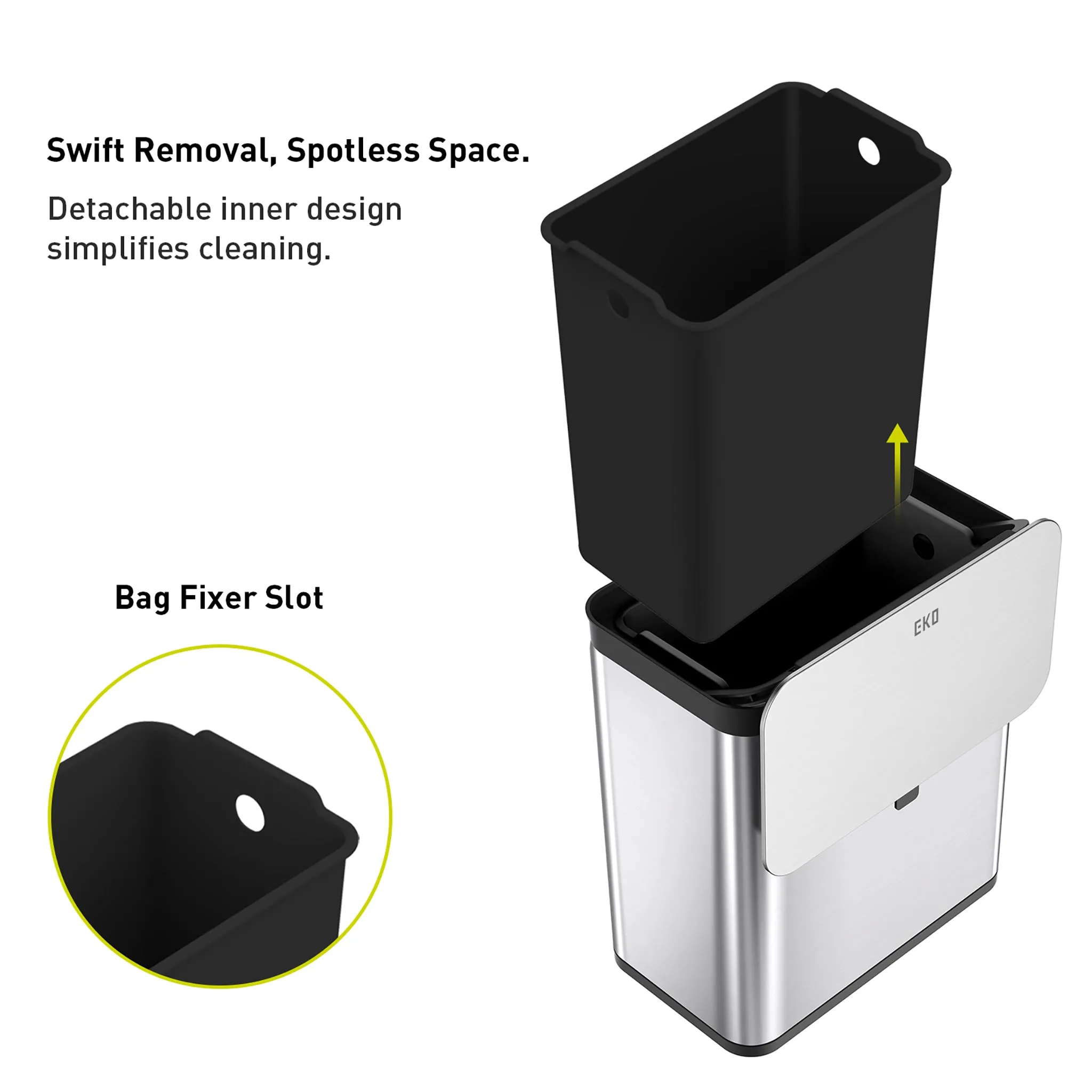 Deluxe Puro Compost Bin with Liner - 7L / 1.85 Gal (Stainless & Black)