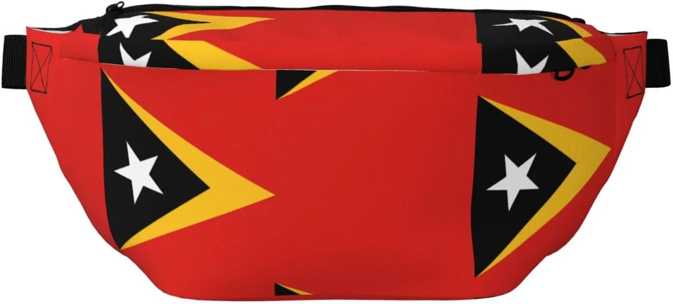 Democratic Republic Of Timor-Leste Stylish Crossbody Waist Pack - Versatile And Compact Travel Pouch For Hands-Free Storage, Black, PBYB-12185A