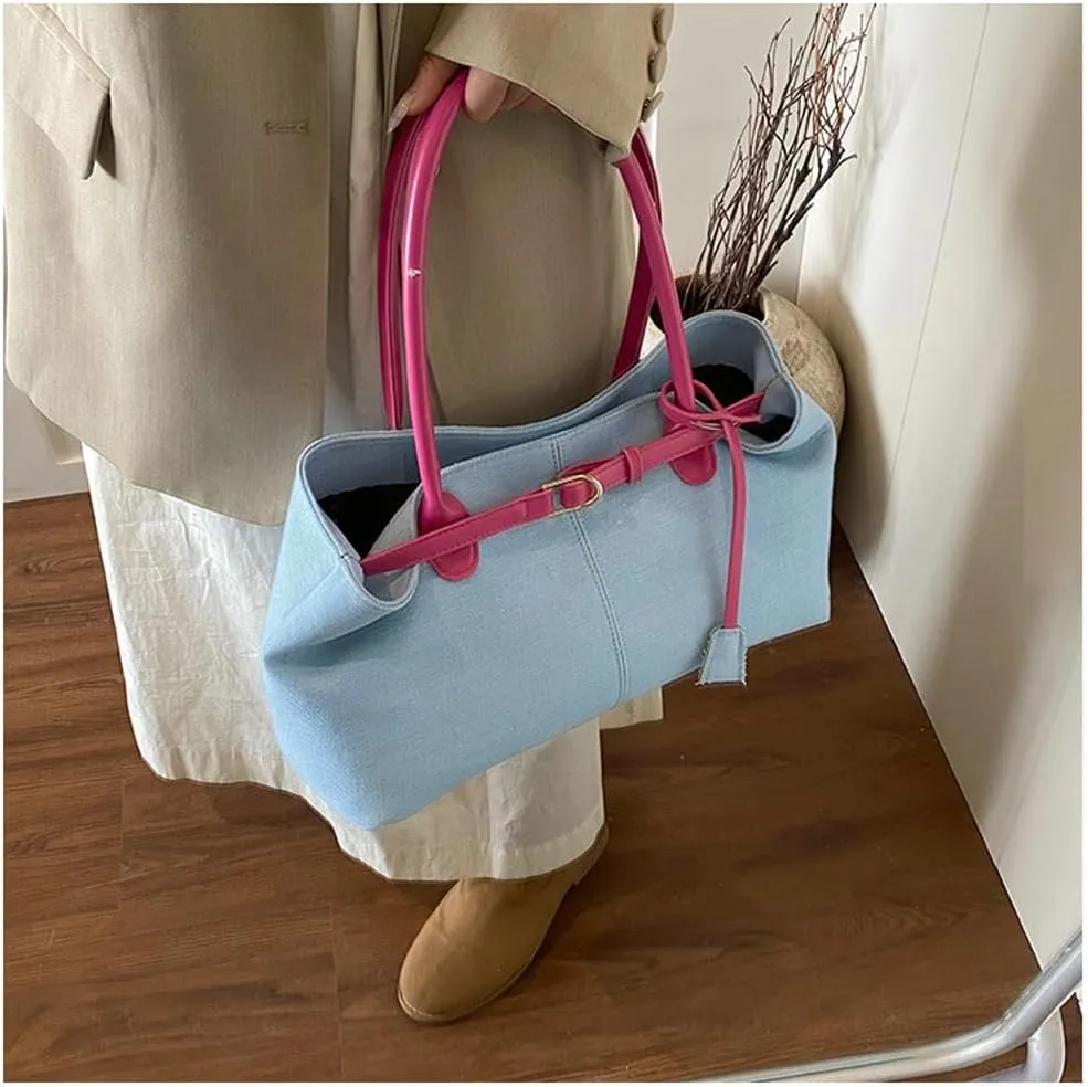 Denim Hobo Bags Women Summer Beach Bag Cute Underarm Shoulder Crossbody Purse Trendy Travel Crescent Tote Handbag 2025