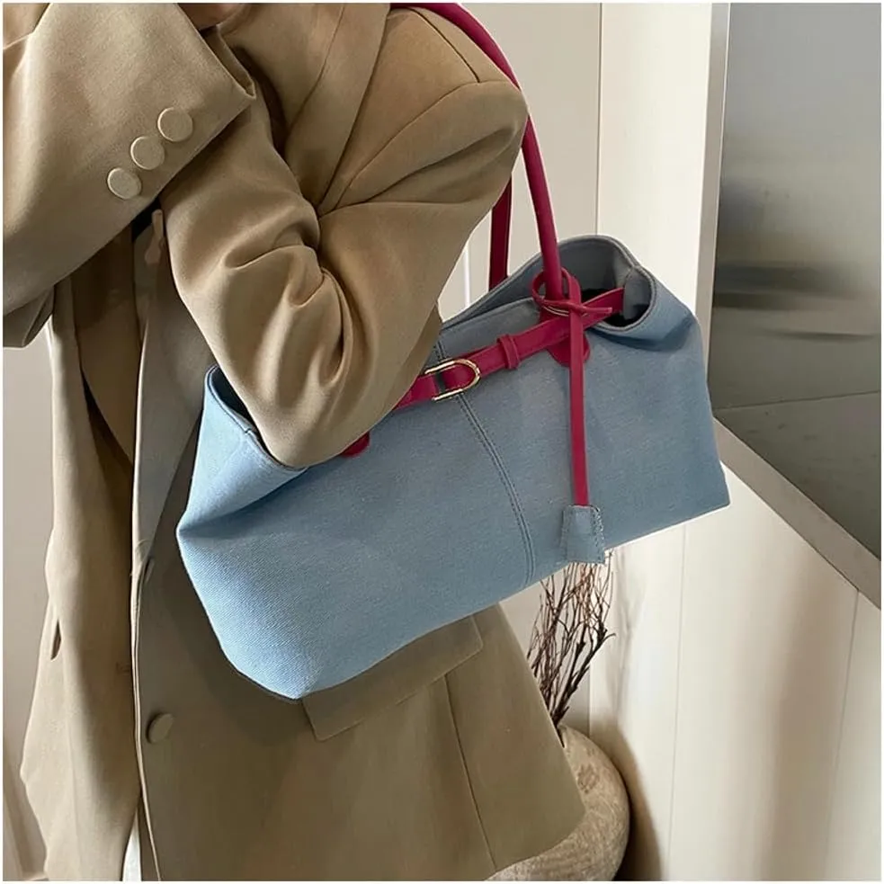 Denim Hobo Bags Women Summer Beach Bag Cute Underarm Shoulder Crossbody Purse Trendy Travel Crescent Tote Handbag 2025