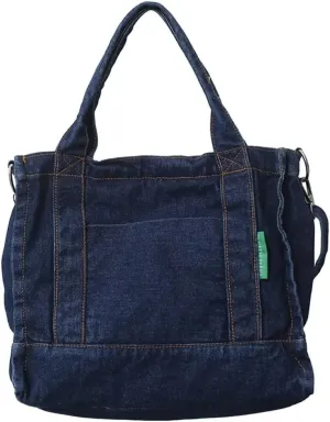 Denim Shoulder Bag for Women Hobo Tote Bag Jeans Roomy Crossbody Purse Lightweight Retro Handbag for Work