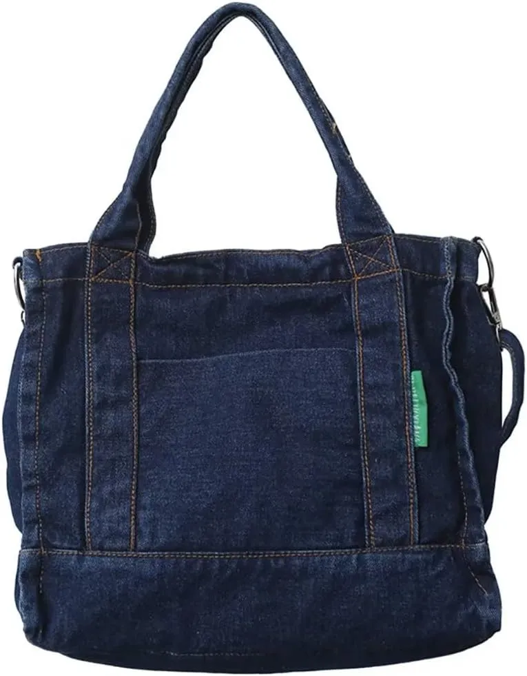 Denim Shoulder Bag for Women Hobo Tote Bag Jeans Roomy Crossbody Purse Lightweight Retro Handbag for Work