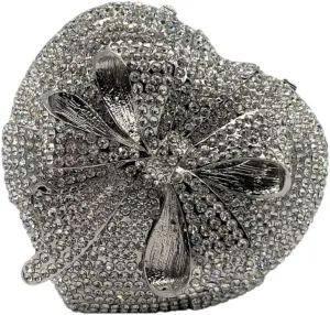DJBM Women Chic Heart Shaped Evening Clutch Purse sparkle Rhinestone Gift Box with Bownot for Birthday Cocktail