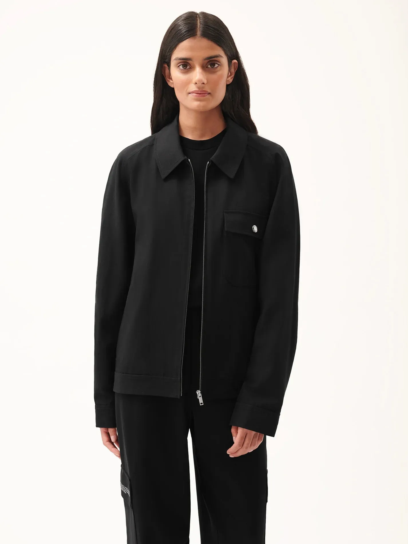 DNA Cotton Linen Harrington Jacket - Black