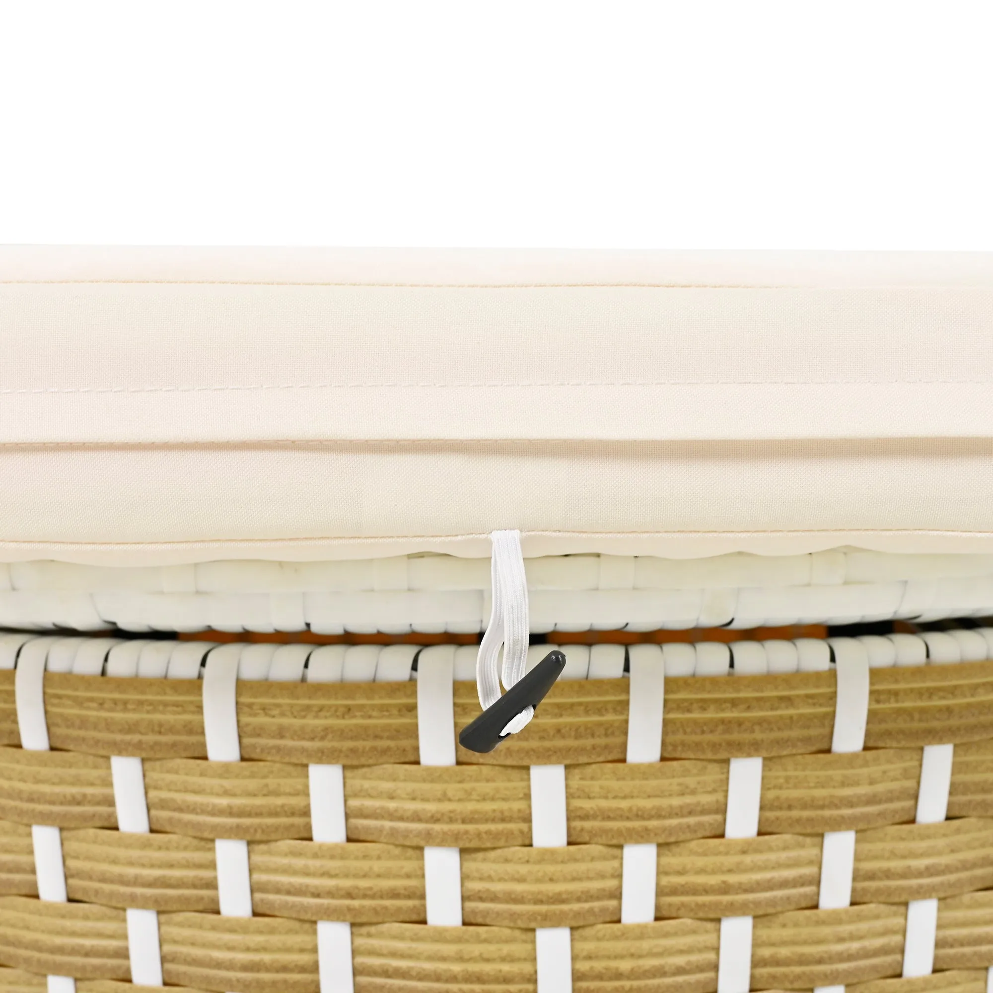 Elecwish Patio Furniture Round Outdoor Sectional Sofa Set Rattan Daybed Two-Tone Weave Sunbed with Retractable Canopy, Separate Seating and Removable Cushion, Beige