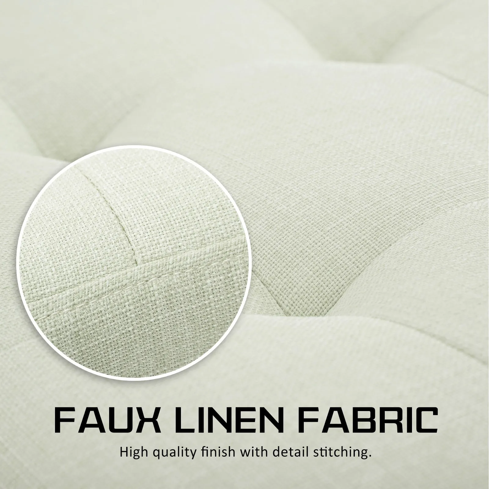 Elegant Faux Linen Storage Ottoman, 102cm, Light Green, La Bella
