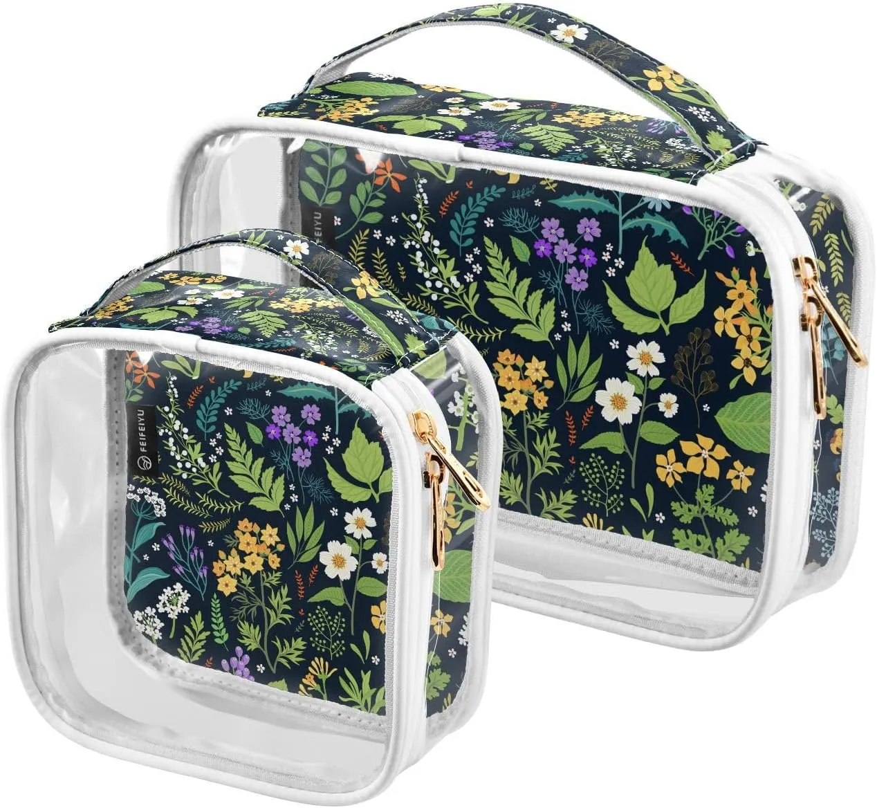Elegante Plantilla Para 2 Pieces Clear Makeup Cosmetic Bags for Traveling Vacation Organizing, Toiletry Bags for Women Men, PVC Waterproof Travel Organizer