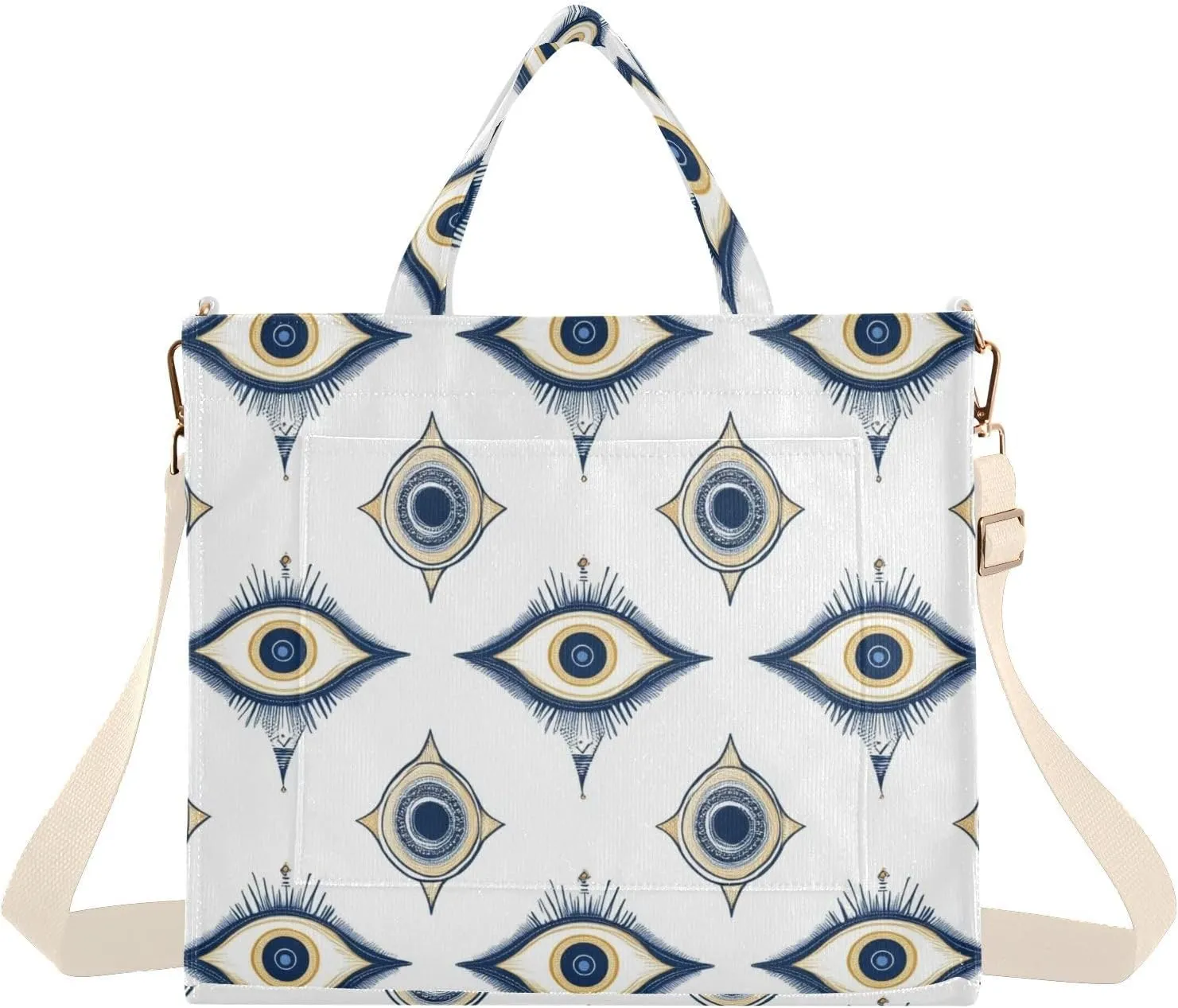 Evil Eyes Corduroy Tote Bag for Women Hobo Crossbody Bag Purse Stylish Shoulder Handbag Messenger Bags, S