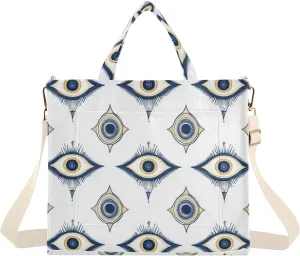 Evil Eyes Corduroy Tote Bag for Women Hobo Crossbody Bag Purse Stylish Shoulder Handbag Messenger Bags, S