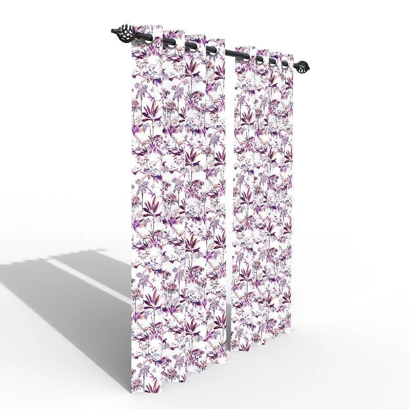 Fabrahome Light Filtering 7 Ft Rectangular Holland Fabric Curtain ( Purple )