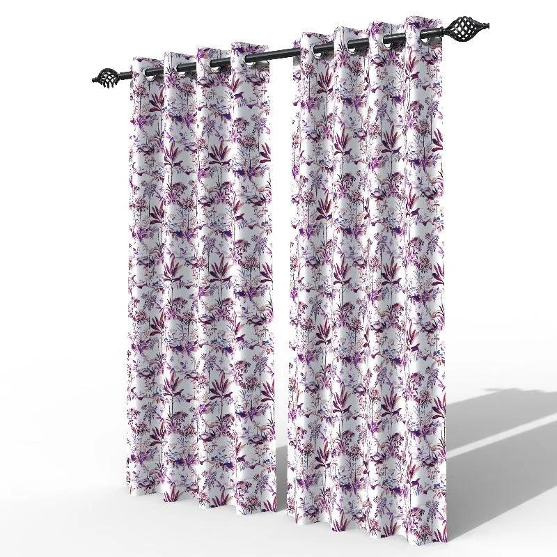Fabrahome Light Filtering 7 Ft Rectangular Holland Fabric Curtain ( Purple )