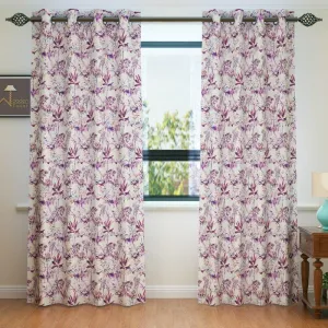 Fabrahome Light Filtering 7 Ft Rectangular Holland Fabric Curtain ( Purple )