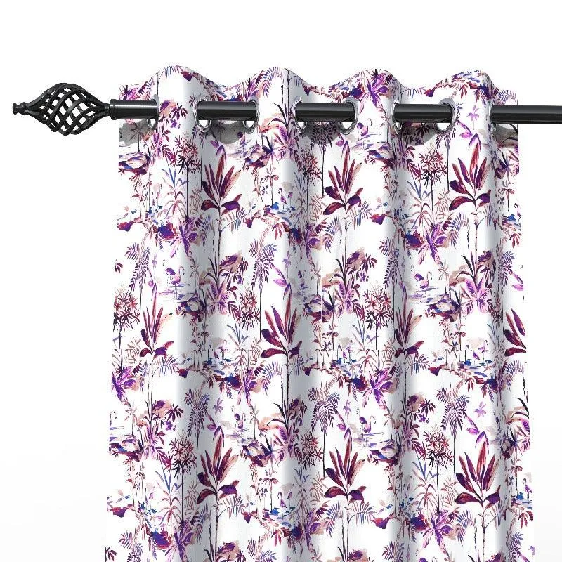Fabrahome Light Filtering 7 Ft Rectangular Holland Fabric Curtain ( Purple )