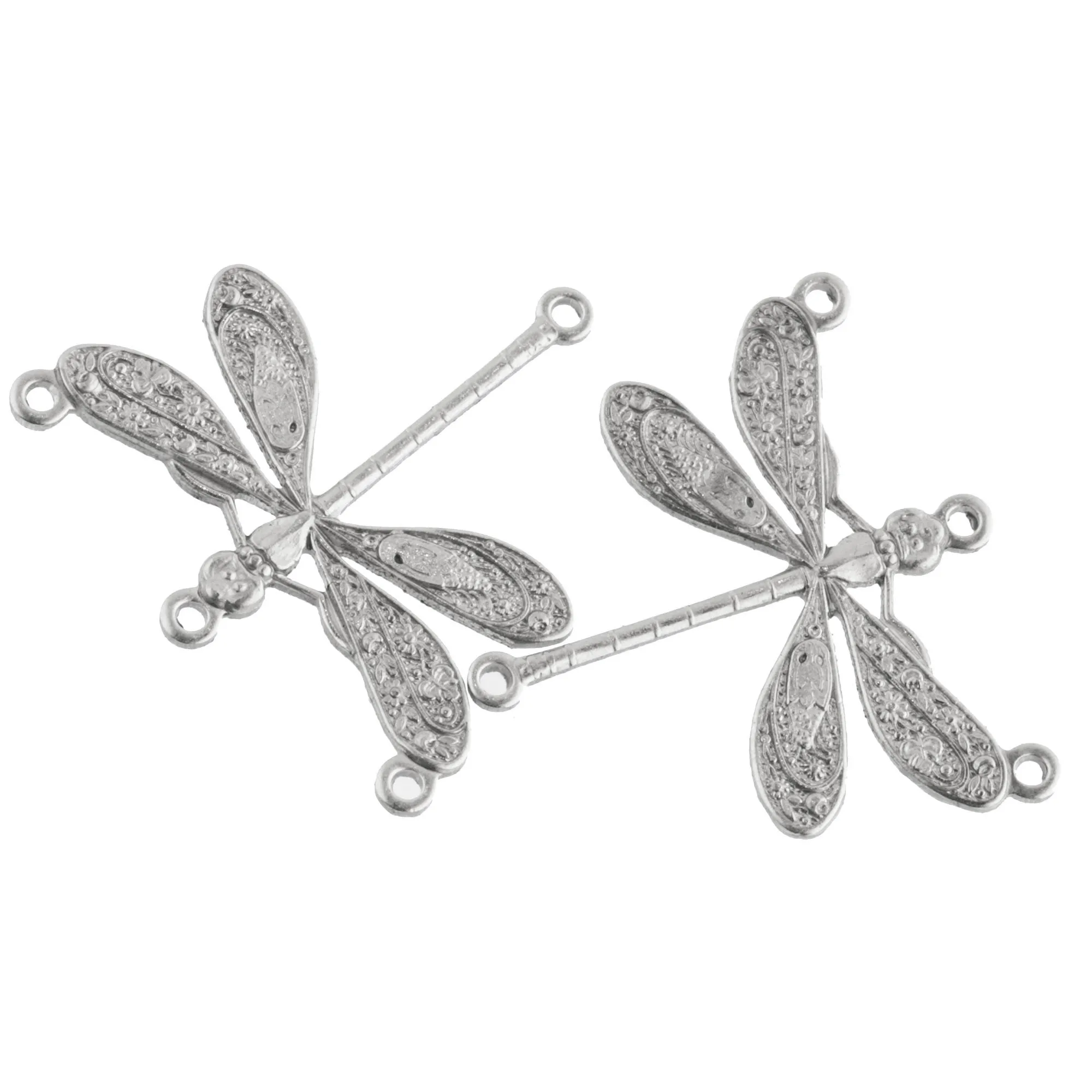 Fancy embossed dragonfly connector. 24mm Pkg. of 4. b9-0620as