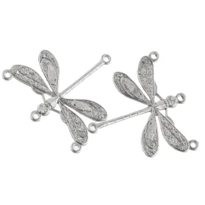 Fancy embossed dragonfly connector. 24mm Pkg. of 4. b9-0620as