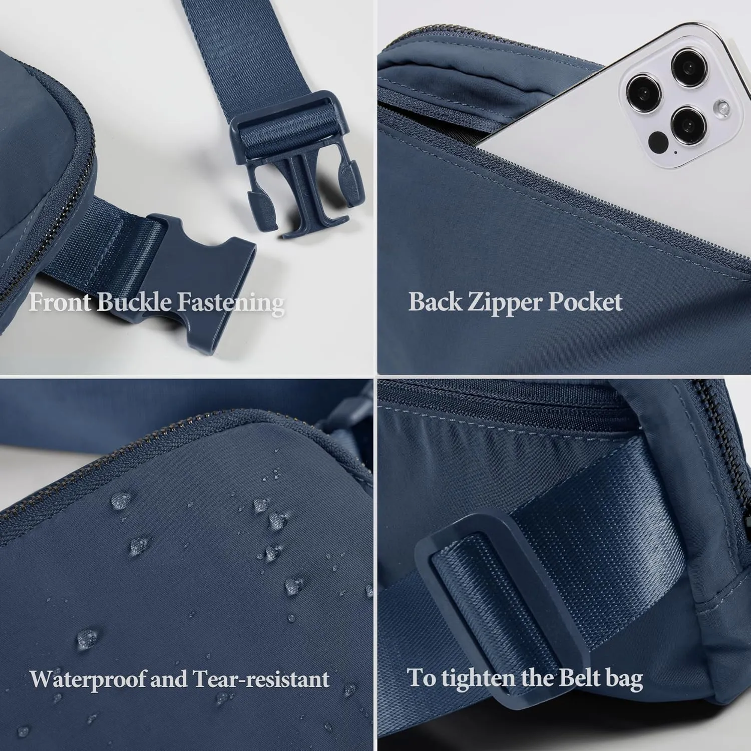 Fanny Pack Cross Body Bag Small Crossbody Bags for Women Men Trendy Nylon Waterproof Mini Purse Travel Running Belt Bag Lulu Dupes Bum Hip Chest Waist Pack Side Bag Must Have Dark Blue