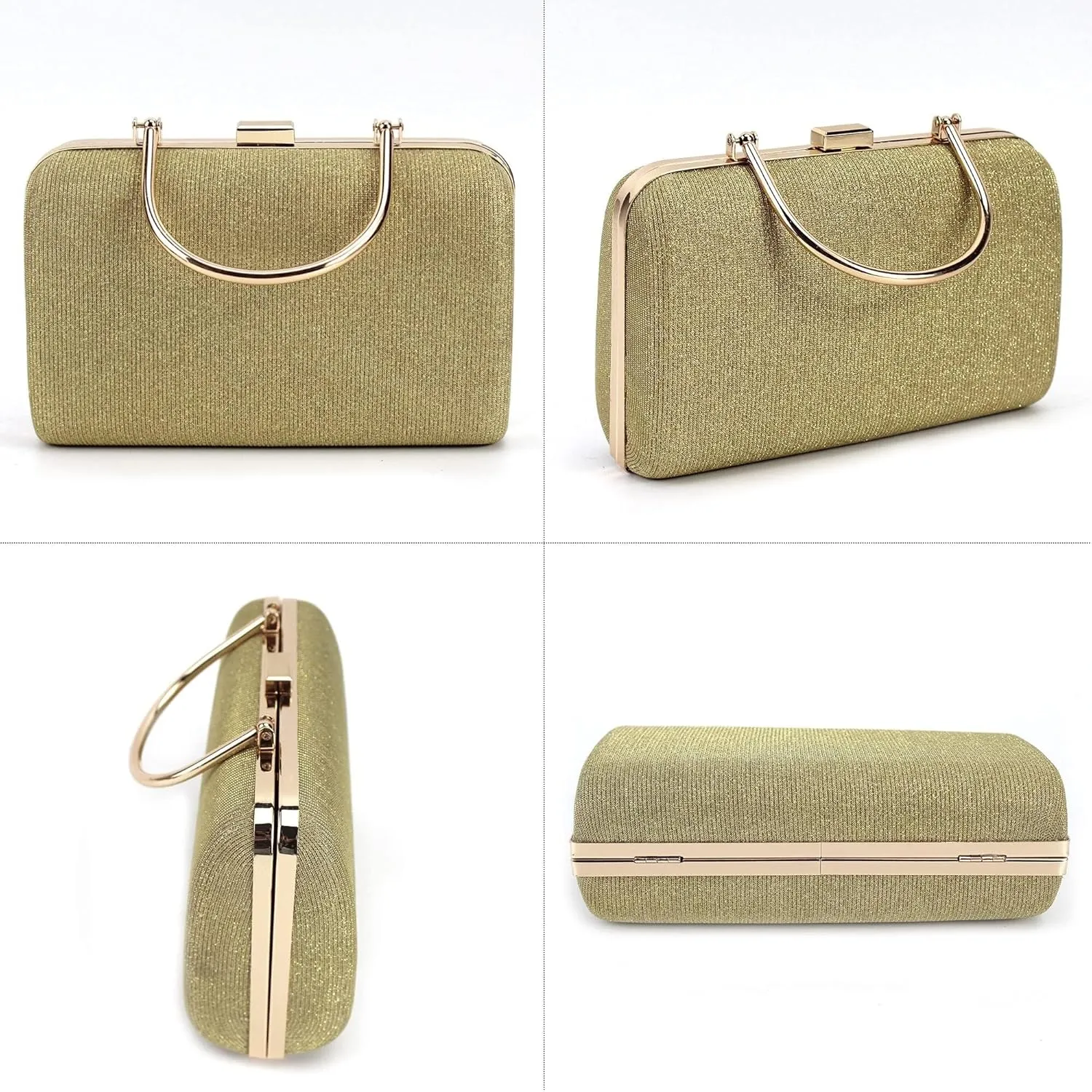 Fashion Hard Shell Bridal Wedding for Women Box Tote Handbag Metal Clutch Chain Evening Purse