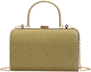 Fashion Hard Shell Bridal Wedding for Women Box Tote Handbag Metal Clutch Chain Evening Purse