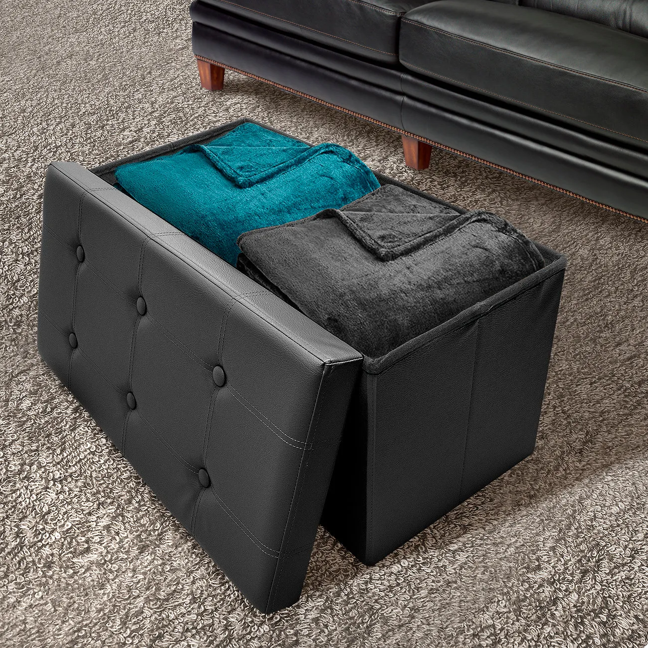 Faux Leather Storage Bench (Medium)