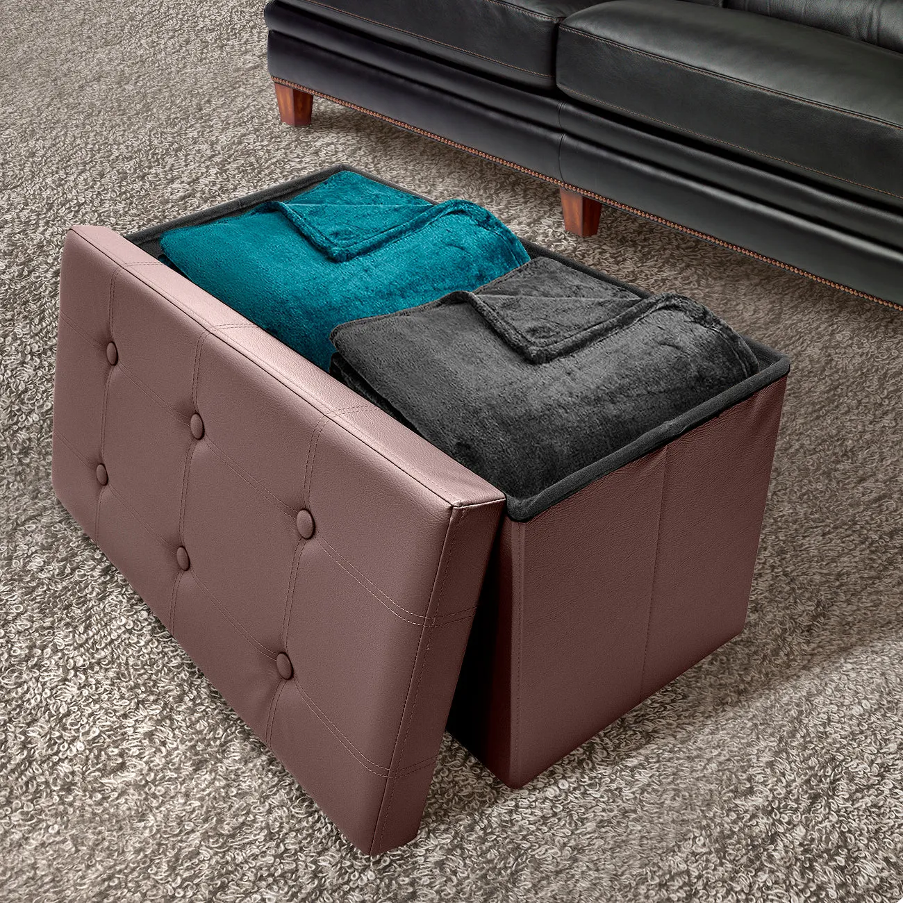 Faux Leather Storage Bench (Medium)