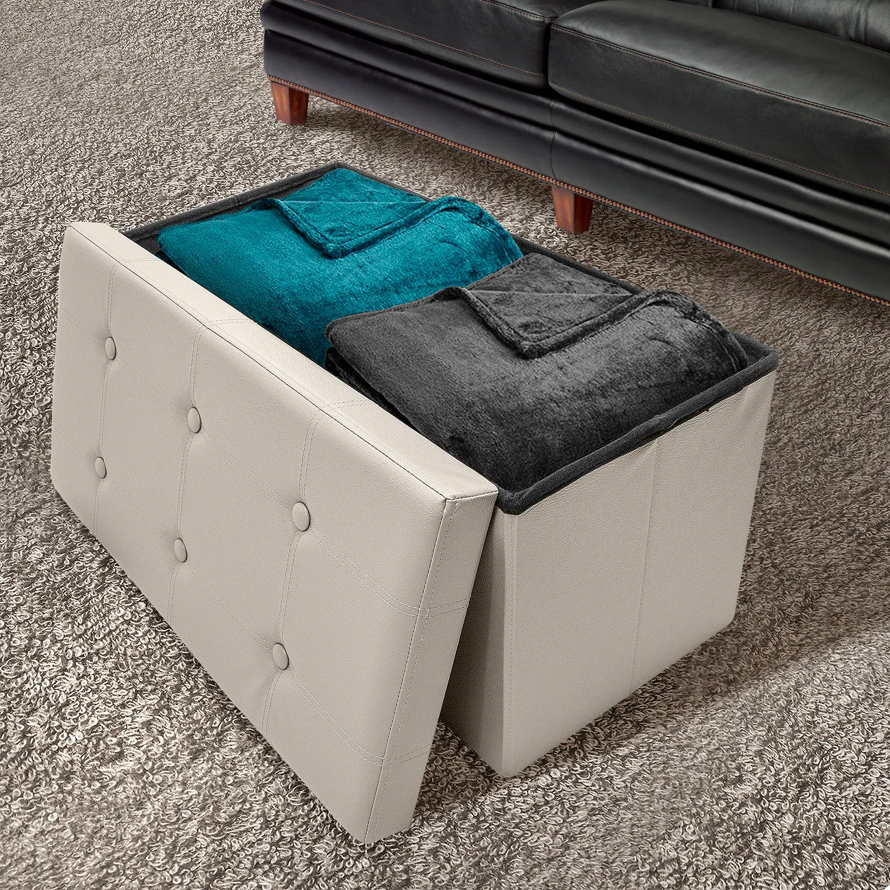 Faux Leather Storage Bench (Medium)