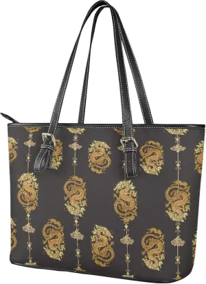 Faux Leather Tote Bag for Women, Modern Art Zipper Shoulder Bag Purses Large Capacity Casual Handbag Work, College