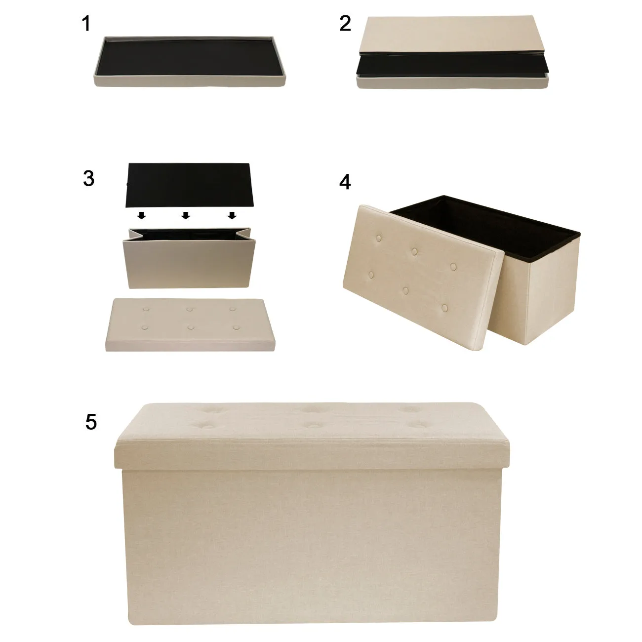 Faux Linen Storage Bench (Medium)