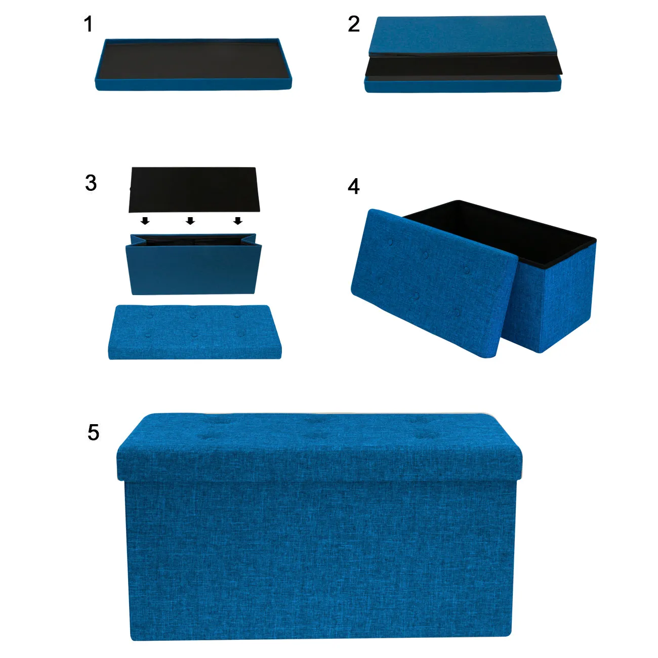 Faux Linen Storage Bench (Medium)
