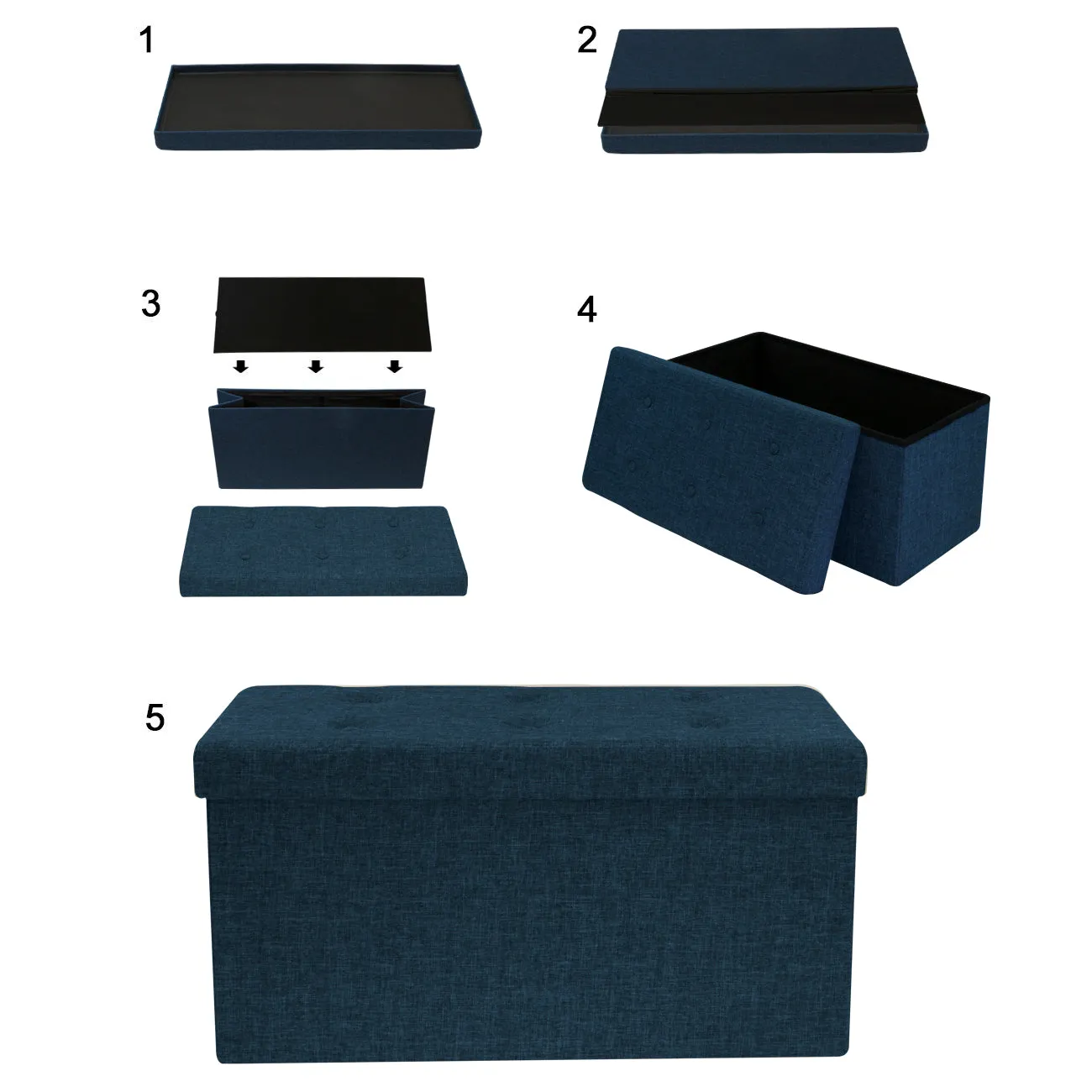 Faux Linen Storage Bench (Medium)