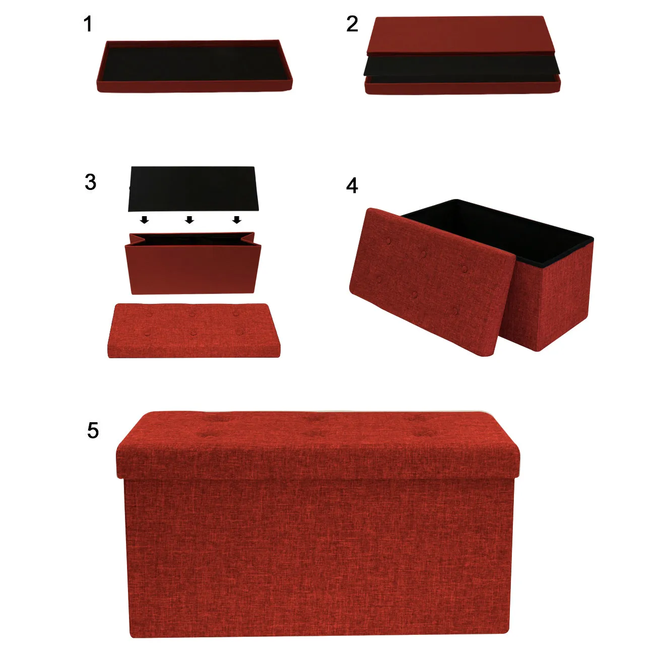 Faux Linen Storage Bench (Medium)
