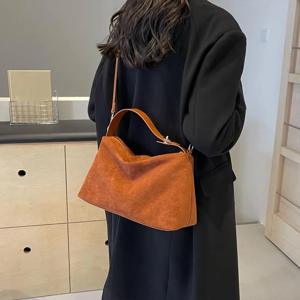 Faux Suede Tote & Crossbody Bags for Women - Trendy Slouchy Handbags for Fall & Winter