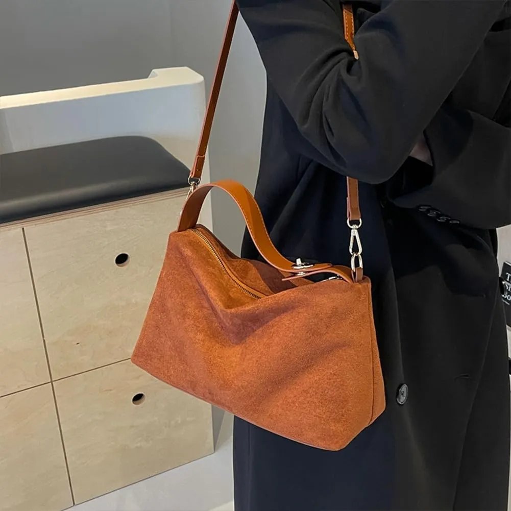 Faux Suede Tote & Crossbody Bags for Women - Trendy Slouchy Handbags for Fall & Winter