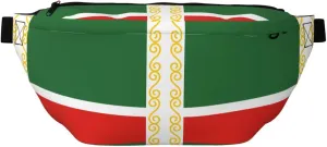 Flag Of The Chechen Republic Stylish Crossbody Waist Pack - Versatile And Compact Travel Pouch For Hands-Free Storage, Black, PBYB-12185A
