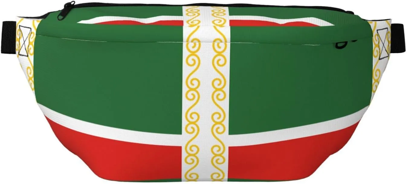 Flag Of The Chechen Republic Stylish Crossbody Waist Pack - Versatile And Compact Travel Pouch For Hands-Free Storage, Black, PBYB-12185A