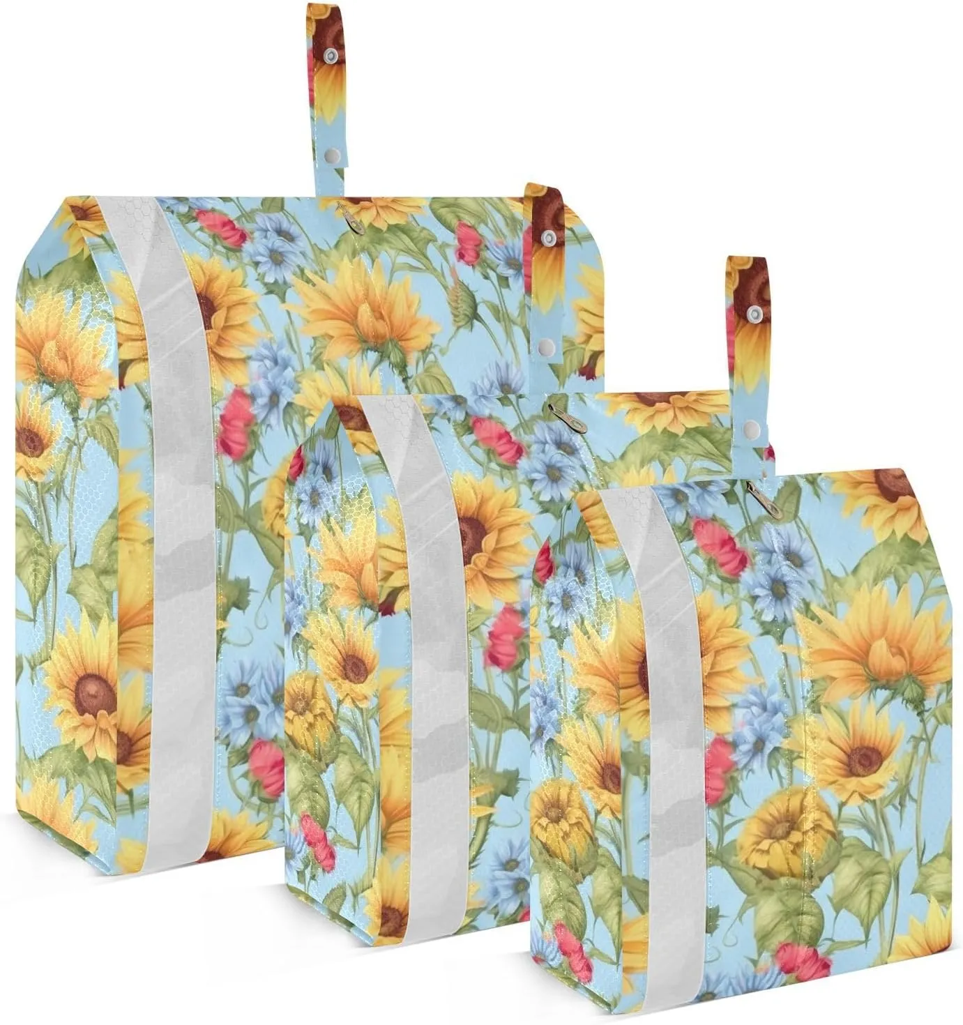 Flowers Leaves Sunflower Blue Packing Cubes for Travel 3 Set Travel Compression Bags Suitcase Organizer Bags Set for Travel Accessories