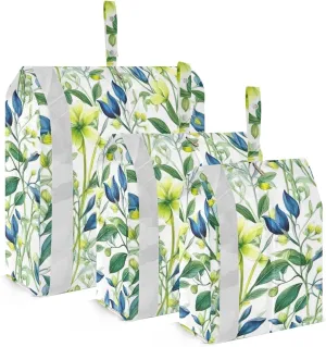 Flowers Yellow Blue Packing Cubes for Travel 3 Set Travel Compression Bags Luggage Organizer Bags for Woman Man