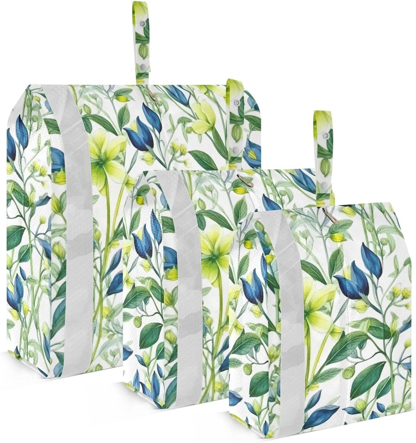 Flowers Yellow Blue Packing Cubes for Travel 3 Set Travel Compression Bags Luggage Organizer Bags for Woman Man