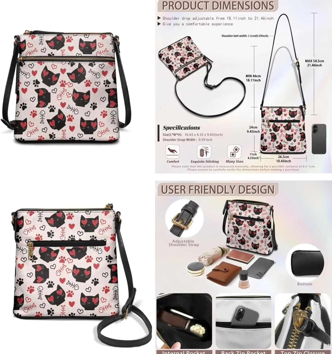 FOR U DESIGNS Leather Crossbody Bags for Women Trendy Shoulder Bags Cross Body Purse and Matching Wallet Set