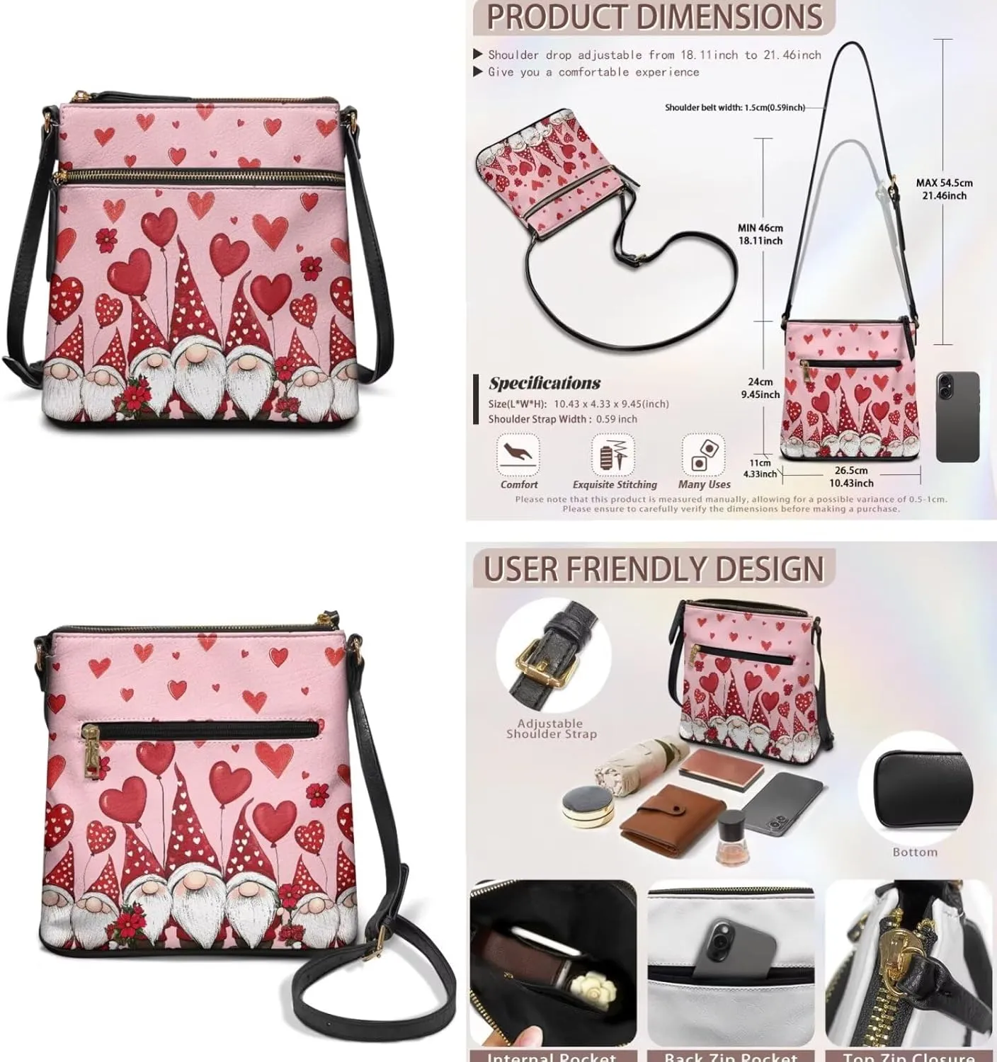 FOR U DESIGNS Leather Crossbody Bags for Women Trendy Shoulder Bags Cross Body Purse and Matching Wallet Set
