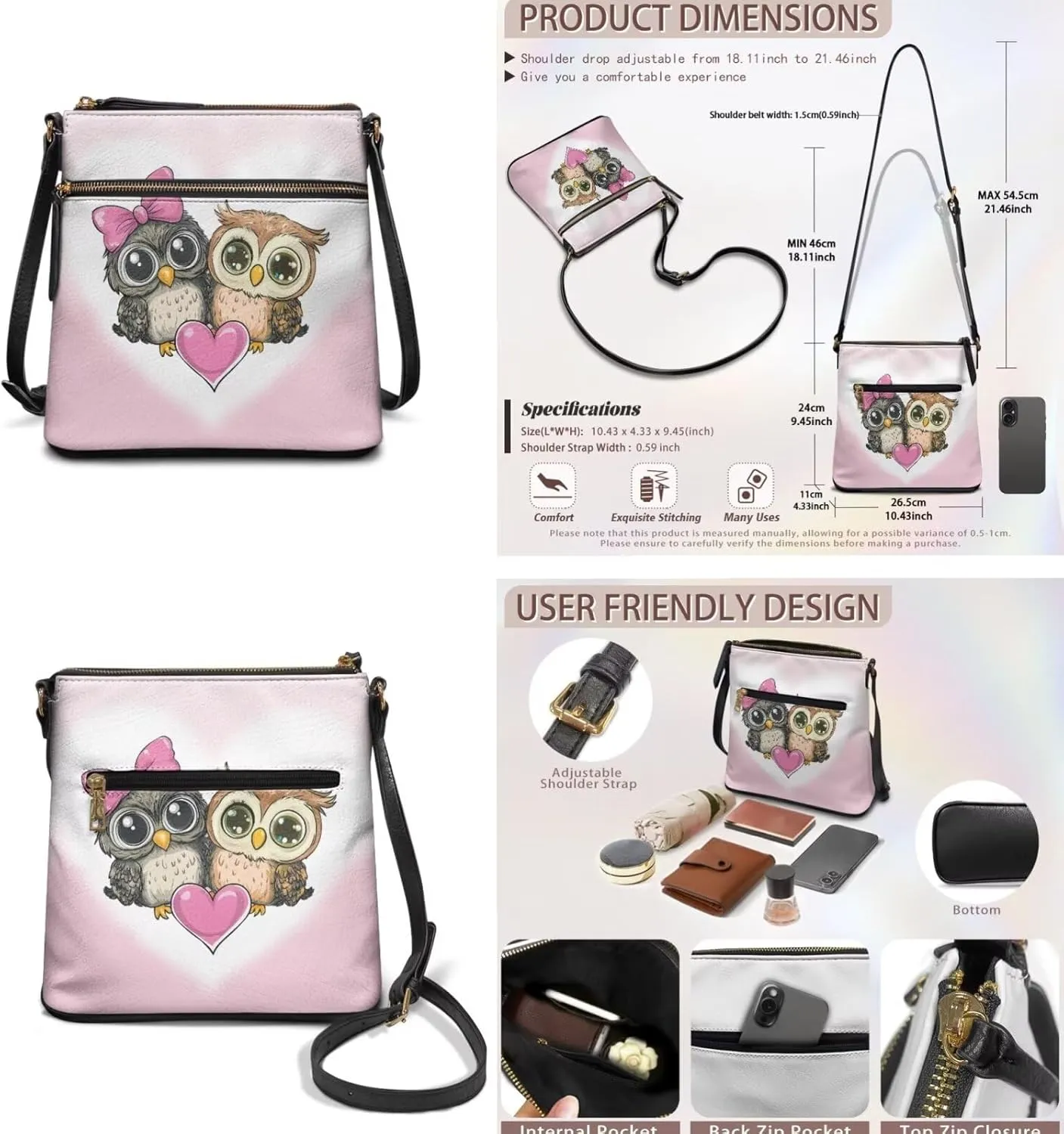 FOR U DESIGNS Leather Crossbody Bags for Women Trendy Shoulder Bags Cross Body Purse and Matching Wallet Set
