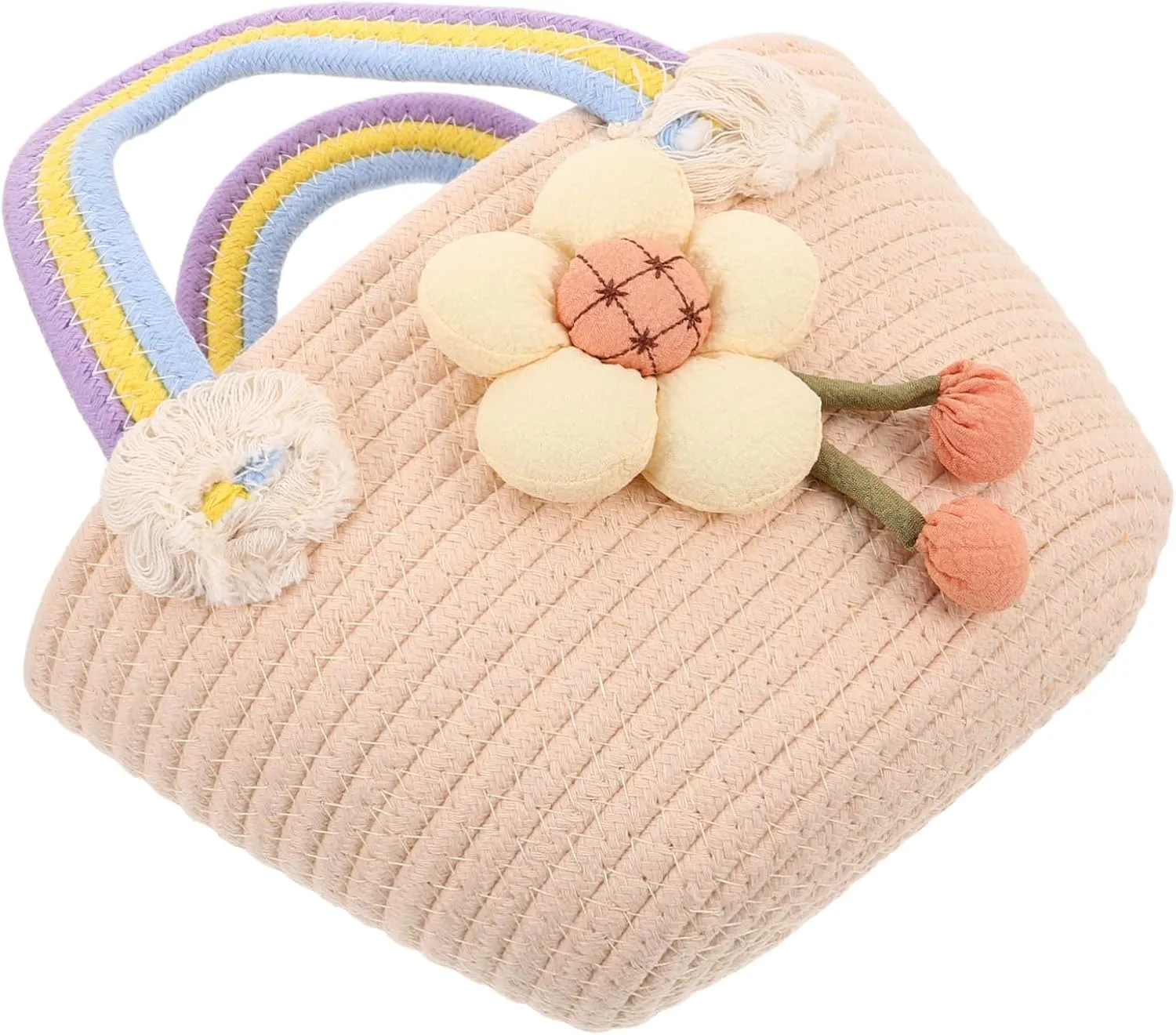 FRCOLOR Fashionable Woven Clutch Bag Multi-woven Tote for Women Beach Pouch Cotton Rope Handbag for Vacation