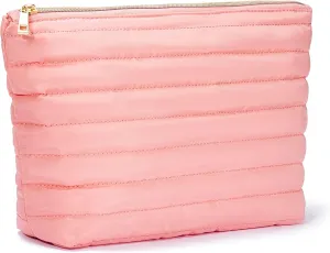 FUNSEED Large Capacity Travel Cosmetic Bag for Women, Personalized Cute Elegant Roomy Makeup Bag Organizer for Toiletries Accessories, Cosmetics (Pink)