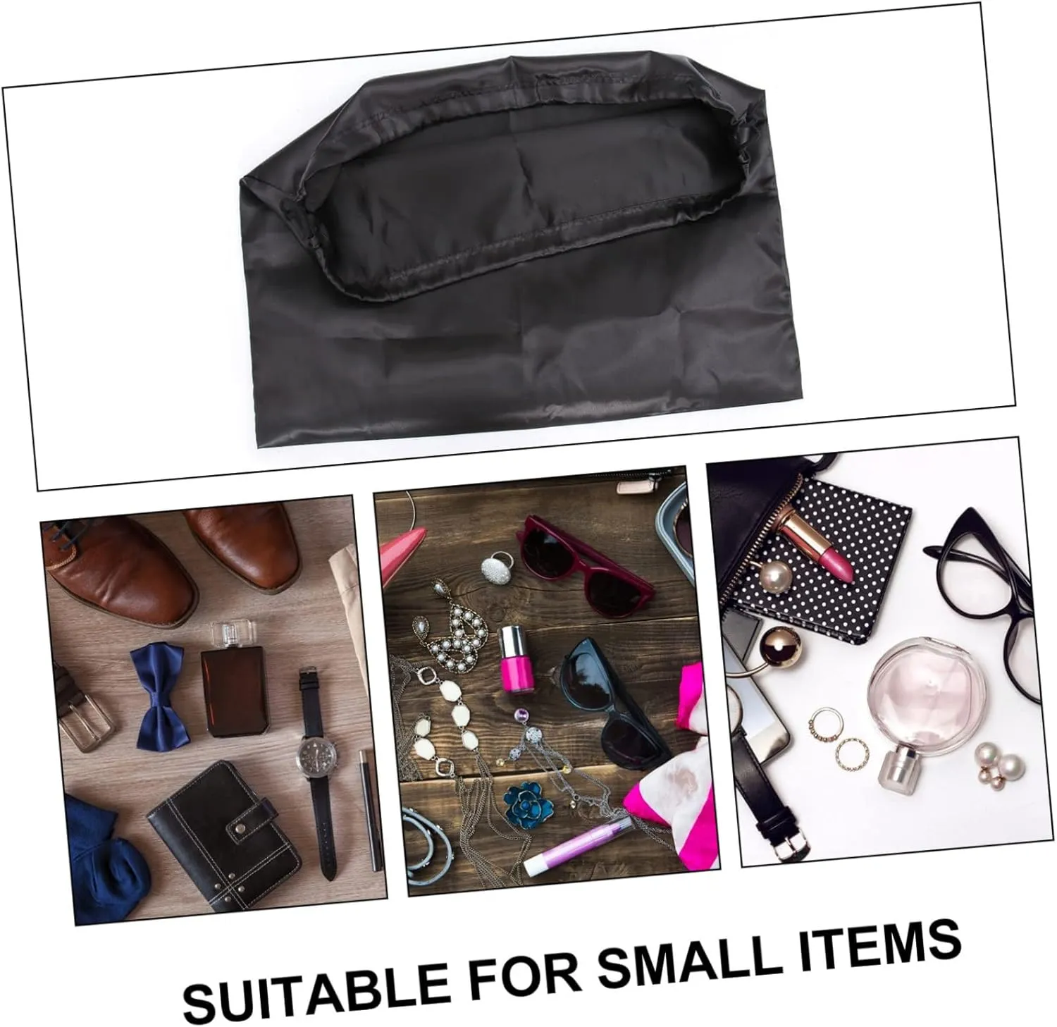 GALPADA 2pcs Drawstring Storage Bag Household Towel Bag Black Nylon Drawstring Finishing Bag Set