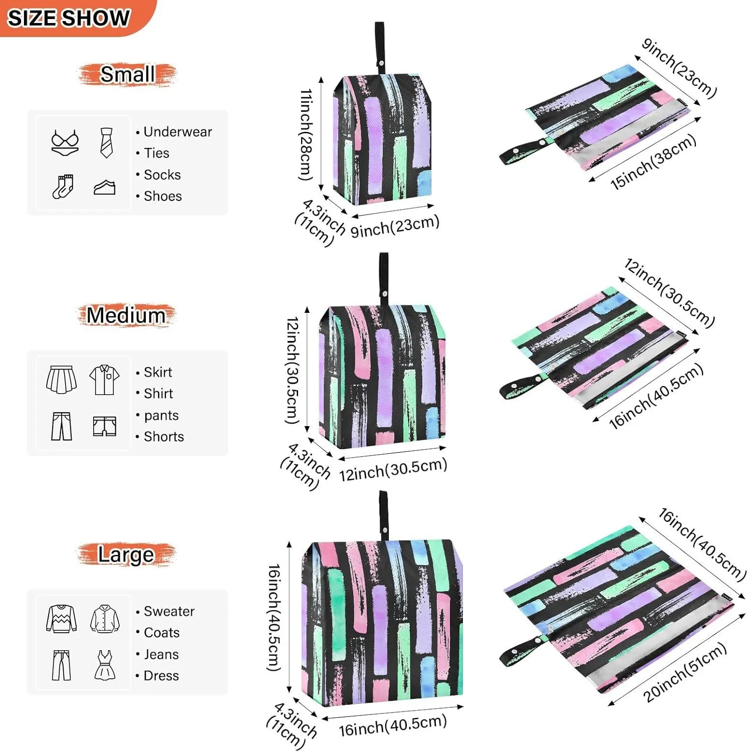 Garment Bag Closet Storage, Luggage Space Saver, Geometric Shapes, Waterproof, 3 Set Travel Packing Cubes For Suitcases, Luggages Management Personnel