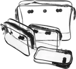Gatuida 4pcs Clear Cosmetic Travel Bag Transparent Organizer Pouches for Toiletries Makeup and Accessories Stylish Minimalist Design Spacious Storage Easy Visibility for Travel and Home